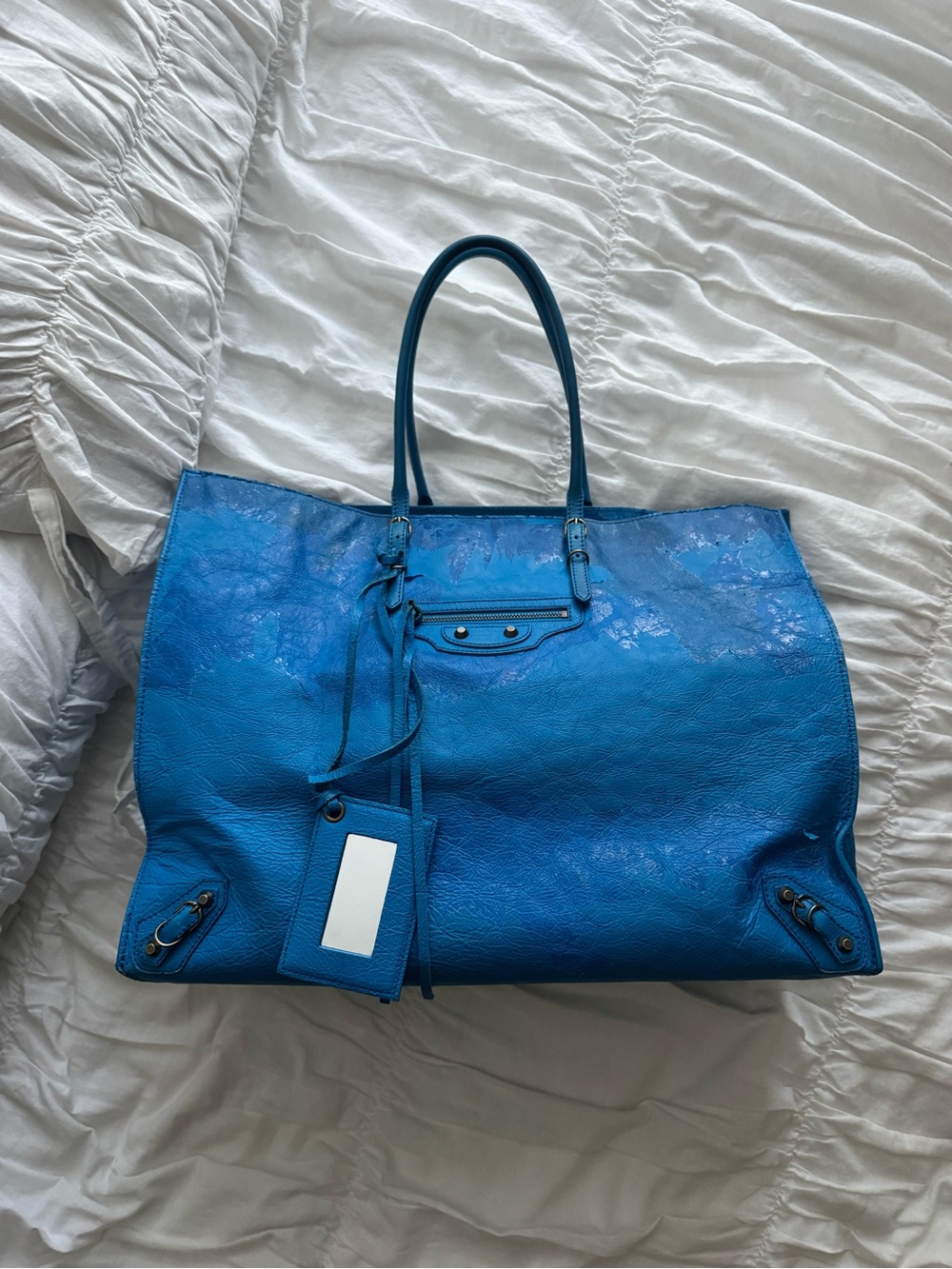 Balenciaga Electric Blue Leather Tote
